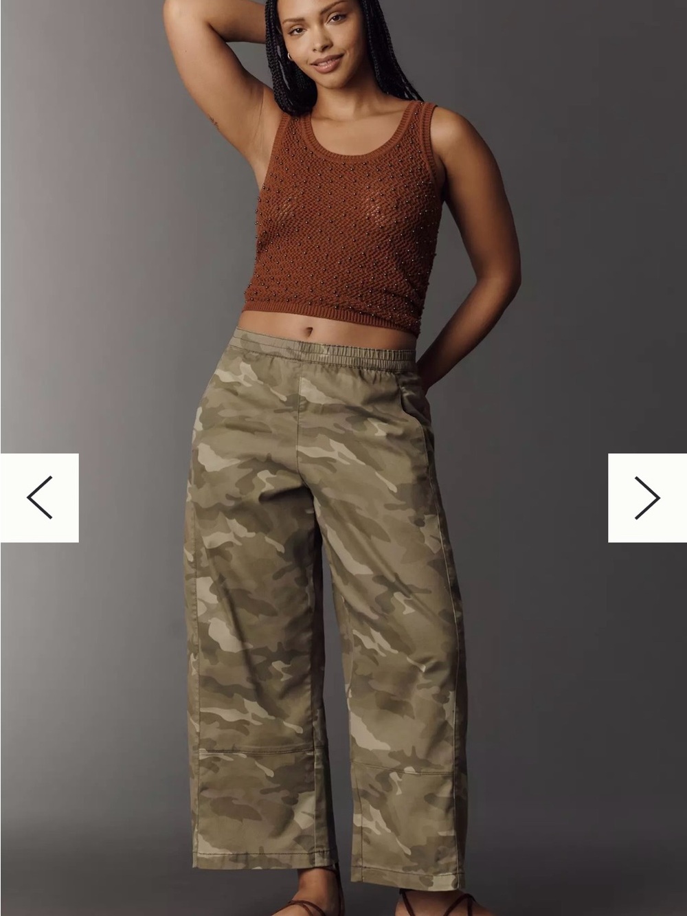 Anthropologie Petites Izzie Relaxed Pull On Camo Barrel Pant - Picture 6 of 13